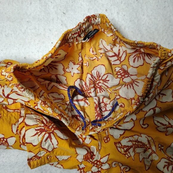 VINTAGE Patagonia Baggies Womens Orange Yellow Hibiscus Floral Print Swim Trunks - Picture 9 of 13